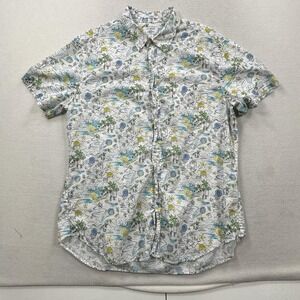 J.Crew Shirt Mens Large White Liberty Fabric Short Sleeve Button Down Hollywood